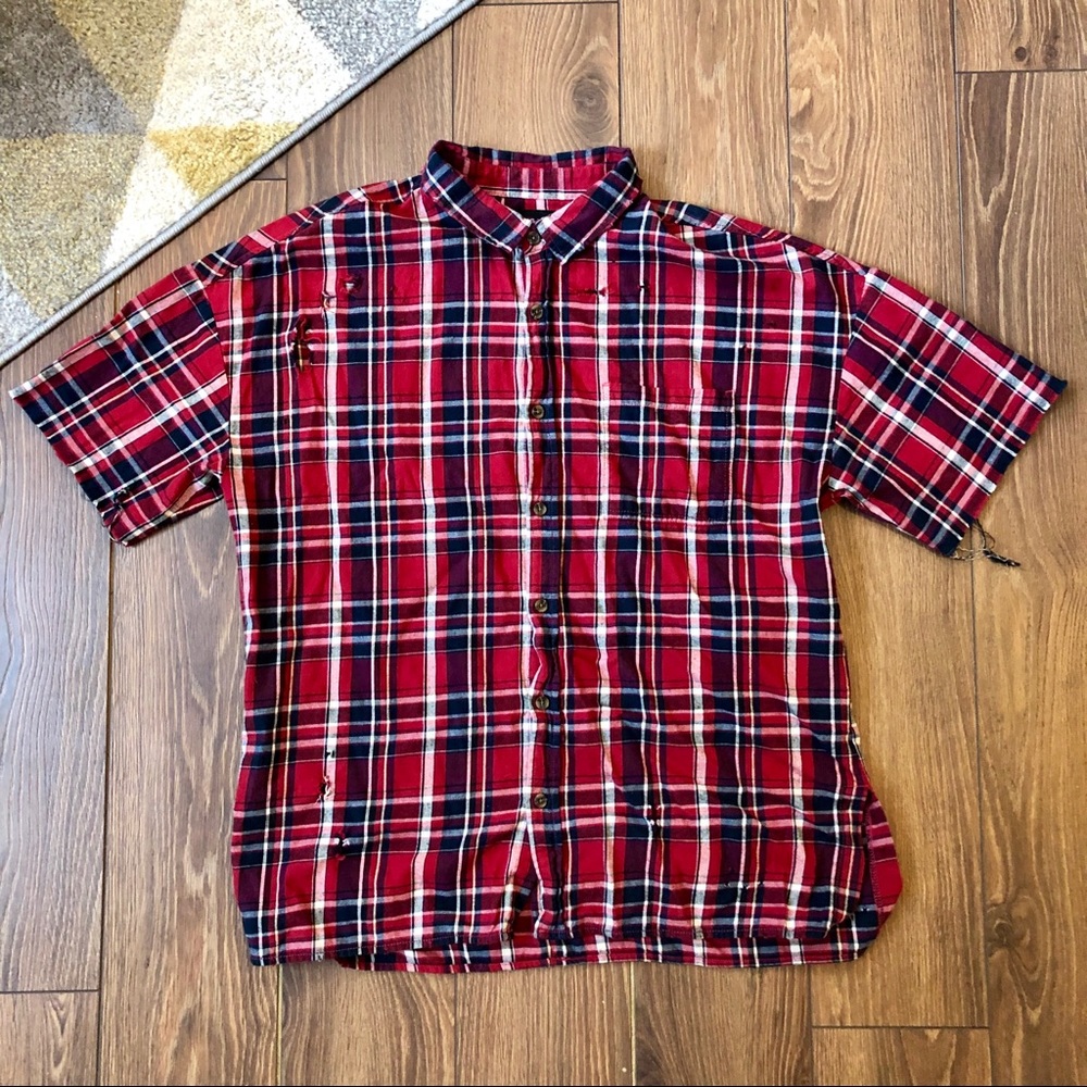 FINAL $ PACSUN Short Sleeve Distressed Button Up